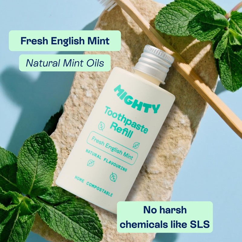 Mighty Refillable Toothpaste Starter Kit, Sandstone Dispenser 50ml