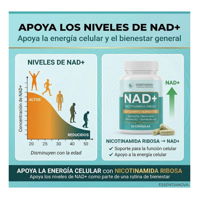 NAD+ Resveratrol Nicotinamida Ribosa 300mg Kit 2 Frascos