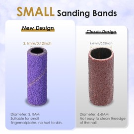 [Upgraded] Depvko 120pcs Small Sanding Bands for Nail Drills with 3.1MM Mandrel Nail Drill Bits, 180 Fine Grit Nail File Sanding Bands for Acrylic Nails Tech Gel Manicures and Pedicure, Purple