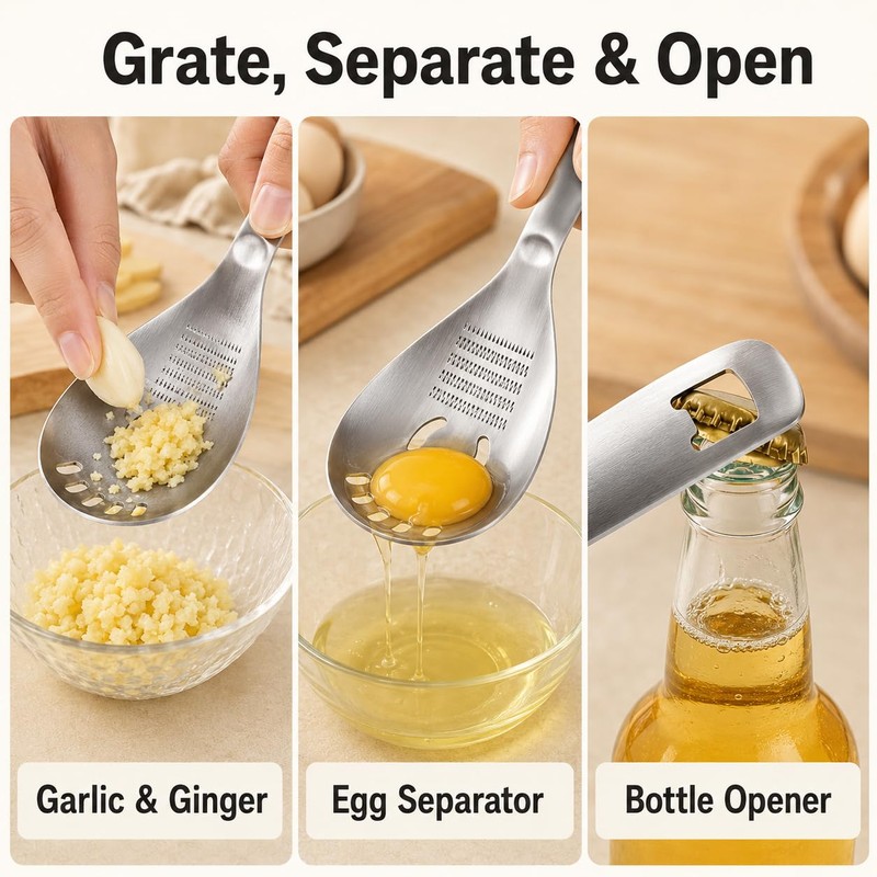 5-in-1 Multifunctional Spoon, Egg Separator, 304 Stainless Steel