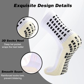 Ukontagood 8 Pack Men's Soccer Socks Anti Slip Non-Slip Grip Pads for Football Basketball Sports Grip Soccer Socks