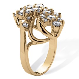 PalmBeach Yellow Gold-Plated or Platinum-Plated Round Cubic Zirconia Cluster Ring Size 8