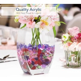 BetterJonny 435pcs Ice Rocks Crystals Gems, 2 Sizes Irregular Acrylic Ice Cubes Colorful Treasure Gems for Vase Fillers