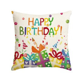 AVOIN colorlife Happy Birthday Throw Pillow Cover, 18 x 18 Inch Birthday Gift Cushion Case Outdoor Decoration for Sofa Couch Farmhouse