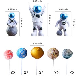 LaVenty - 13 piezas de suministros para fiestas de espacio exterior, decoración de pasteles de galaxia, decoración de pasteles de cohete para la luna, decoración de pasteles de astronauta, decoración de pasteles de planeta