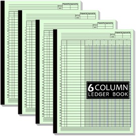 Skyygemm 4 Set Ledger Books for Bookkeeping 8.5 x 11 Inch Log Books Accounting Columnar Pad Account Record Book for Small Business and Personal Finance Organizer, White, 100 Pages/Set(6 Column)