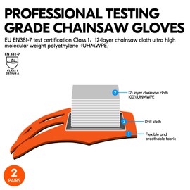 Vgo 1 par de Guantes de Trabajo Para Motosierra, Protección Para Sierra En La Parte Posterior Izquierda (M/M, naranja, GA8912)