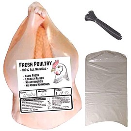 Poultry Shrink Bags- 50 Clear 10"x16" for Chickens or Rabbits / 50 zip ties/Made in the US