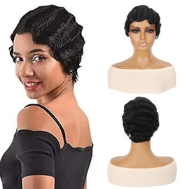 Short Pixie Cut Wigs For Black Women Mommy Wig Brazilian Human Hair Wigs Finger Ocean Wave Wig Human Hair
