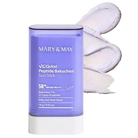 Mary&May Vegan Peptide Bakuchiol Sun Stick LSF50+ PA++++ – Koreanischer Sonnenschutz-Stick mit 10,000 ppm Bakuchiol & 25 Peptiden, für unterwegs, kein weißer Film, reef-safe, vegan, 18g