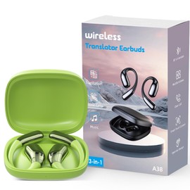 AI Language Translator Earbuds, Translation Earbuds Real Time, 3-in-1 Earbud Translator 144 Languages & Accents, Translation Headphones Fit iOS & Android for Travel Business Learning (A38 Green)