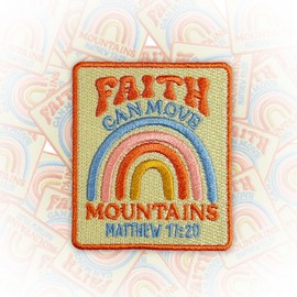 Faith Can Move Mountains Matthew - Parche de 17:20 de 3 pulgadas para planchar o coser parches bordados para sombreros de camionero, ropa mochilas, cristiano, religioso, Jesús, accesorios divertidos
