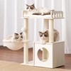 Heybly Cat Tree, Wooden Cat Tower with 3 Scratching Posts,