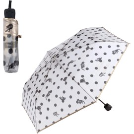 Wpc. x Masayuki Oki Cat-Themed Mini Folding Umbrella – Transparent Vinyl with Dot Pattern and Paw Pad Motif, Manual Open (PT-OM-006-002) (White)