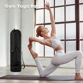 yotutun Yoga Bag, Yoga Mat Bag with Adjustable Shoulder Strap, Large Yoga Bag with Wet Compartment and Bottle Pocket, Waterproof Bag for Yoga Mat for Pilates Yoga Mats and Yoga Accessories, Black