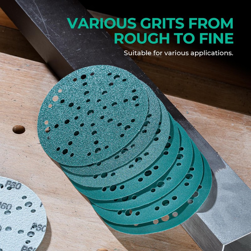 6 Inch 49 Hole 80 Grit Sanding Disc, Hook and