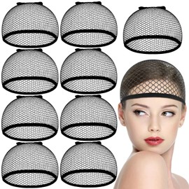 koskusder 12 Pcs Black Stocking Wig Caps for Women Mesh Net Stocking Wig Caps Closed End Hair Mesh Net for Wearing a Wig Nylon Dome Wig Caps