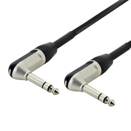 Balanced TRS Audio Cable - Dual Right Angle 1/4" 6.5mm Jacks - Mic or Line - 5m