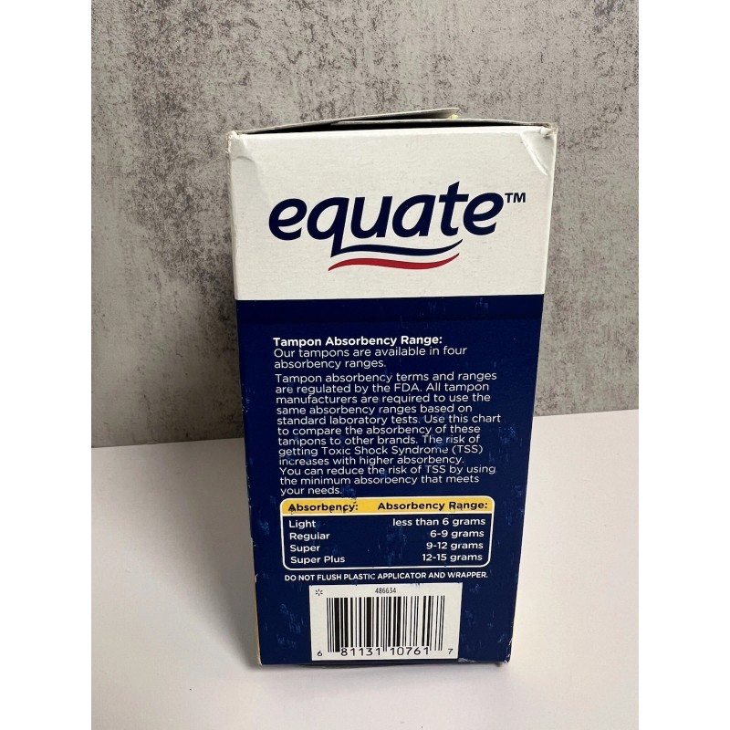 Equate Regular Premium Plastic Applicator Tampons 40 Count - Damaged
