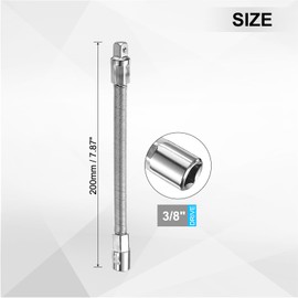 sourcing map 3/8" Drive Socket Extension Bar Set Spring Steel Chrome Plating Flexible Extension-Bar Set Universal Joint Socket Extensions Silver for Loosening and Tightening