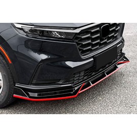 TERDARAY Front Bumper Lip Splitter Kit Compatible with Honda CRV 2023 2024 Oil Version Lower Chin Spoiler Splitter Exterior Car Accessories ABS 3PCS(Glossy Black Style+Red)
