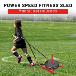 ECOTRIC Fitness Sled with Padded Harness for Athletic Exercise and Speed Improvement - Fits 1-2" Plates