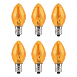 KINUR Night Light Bulbs, C7 LED Bulbs E12 Candelabra Base Amber 2200K, 1 Watt Equivalent 10W Incandescent Bulb, Salt Lamp and Window Candles & Chandeliers Replacement Bulb 6 Pack (6, Amber)