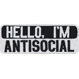 Hello, I´m Antisocial Embroidered Iron on Tactical Morale Patches for Military | Funny Sew on or Iron on Applique Patches Badge for All Fabrics | 80X30 mm