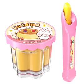 Pretend Play Pudding Feeding Toy for Dolls,Stuffed Animals Figurines,Automatic Feeding Toy with Spoon,Perfect for Doll Role Play Ideal Birthday for 3-6 Year Old Girls