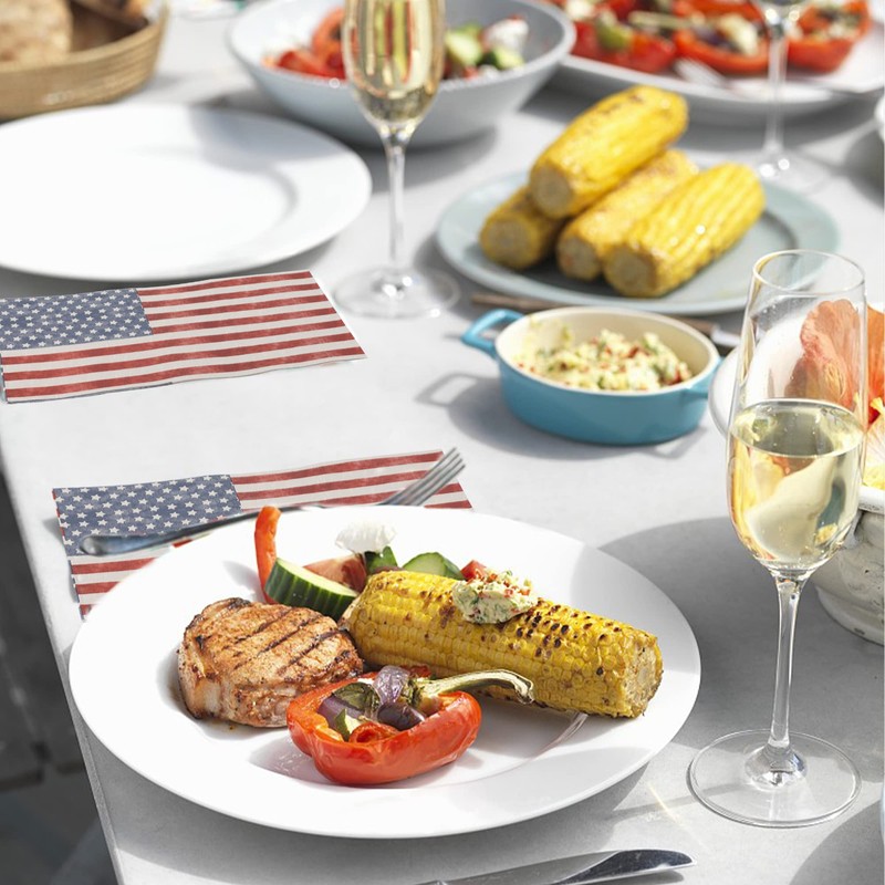50 Pieces Patriotic Guest Napkins American Flag 3-Ply Disposable Paper