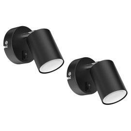 ledscom.de 2 Wall spot WAIKA, Single-Flame, with Switch, GU10, Black matt, incl. 630lm LED GU10 lamp, White