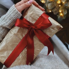 1" Wide*100 Yards Single Face Polyester Satin Ribbon, Satin Ribbon for Gift Wrapping, Crafts, Gift, Floral, Hair Bows, Wedding, Party Decoration, Bow Making & Other Projects (Rose Red)