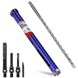 DaduoRi 1" Pro Dry Core Drill Bit with Pilot Bit & 3 Adapters (SDS Plus/SDS Max/1/2 Hex), Upgraded-Welded Blade Core Bits for Concrete with Rebar, Masonry, Brick, Mortar - 9.5" Depth, 5/8"-11 Thread