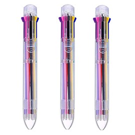 HeTaoCat Multicolor Pens 3 Pack 8 Colors Retractable Ballpoint Pen 0.5mm 8 in 1 Ballpoint Pensfor Office Supplies