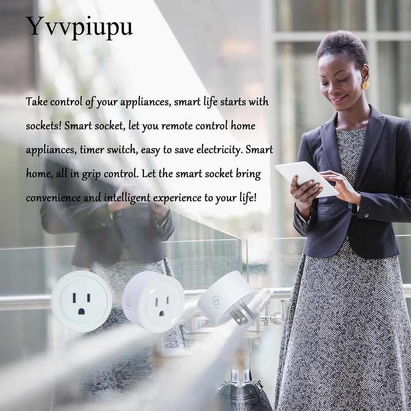 Wi-Fi Plug with Alexa/Google Home/Smart Life, Smart Home Hub, Timer,