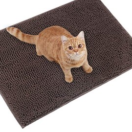 Vivaglory Cat Litter Mat Litter Trapping, 35"× 25" Cat Litter Rug with Waterproof Back, Super Soft for Cat's Paws, Machine Washable, Brown