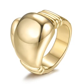 THE BLING KING Large Gold-Plated Heavy Boxing Glove Signet Ring, Size 10, 22g, Bold Men's Jewellery Gift