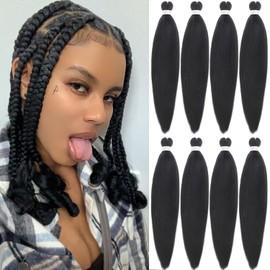 Xtrend 16 Inch EZ Braid 8 Packs Pre Stretched Braiding Hair Yaki Texture Braiding Hair for Crochet Hair Braids Hot Water Setting Synthetic Fibre Hair Extensions 2#