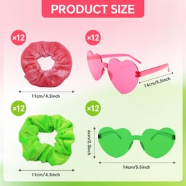 kuchisity 48 Pcs Pink and Green Party Set, Velvet Elastic Scrunchies Sunglasses for Pink Green Witch Themed Party Favors Accessories