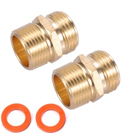 3/4”GHT Male x 3/4”NPT Male Connector,Brass Garden Hose Adapter,Brass Garden Hose to Pipe NPT Fitting Connect,Double Male Thread Size GHT 3/4 x 3/4 NPT 2pcs