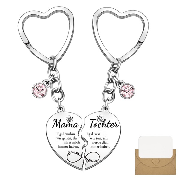 Mezrkuwr 2 Pieces Mother Daughter Heart Keychain Set Gifts for