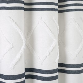Lush Decor Urban Diamond Stripe Woven Tufted Eco-Friendly Recycled Cotton Shower Curtain, 72" x 72", Navy