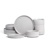 Stone Lain Haven Stoneware 12-Piece Dinnerware Set, Grey - Plates