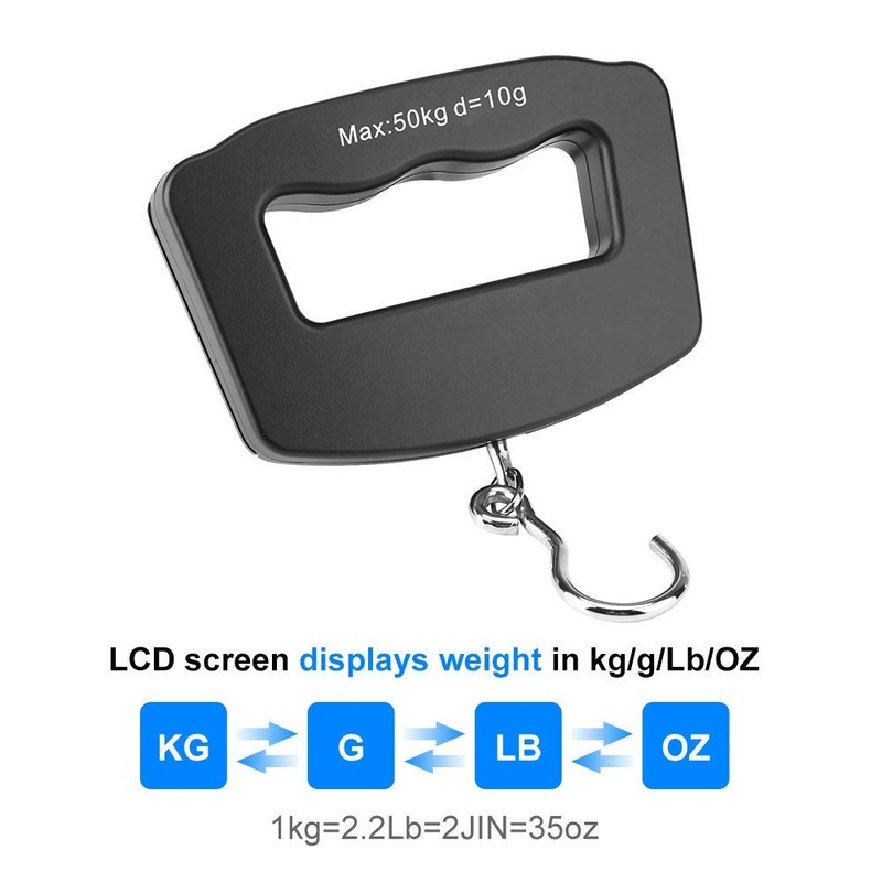 50kg/10g Mini LCD Digital Hanging Luggage Scales Fishing Hunting Weight