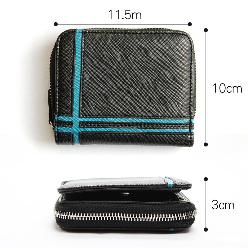 Daylight dl-1042 Men's Bi-fold Wallet, PU Leather, W-Line, Round Zipper,
