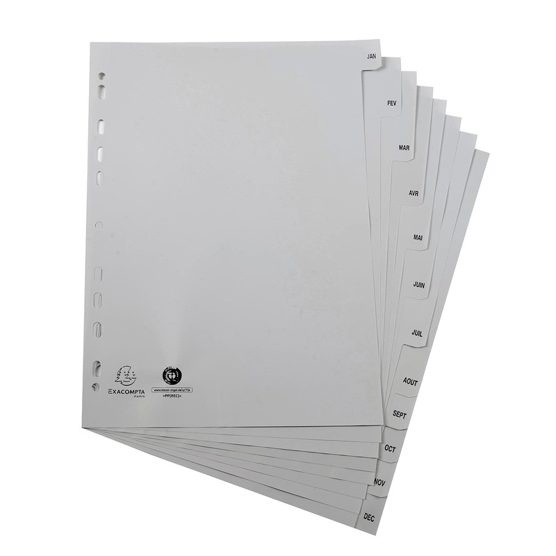 Exacompta - Ref 1812E - PP Printed Indices - For