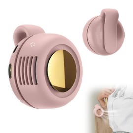 Portable Clip-On Bladeless Mini Fan, Silent 3-Speed Adjustable Personal Fan, USB Rechargeable, Shirt & Waist Clip Suspended Cooling Fan for Outdoor, Travel & Office (Pink)