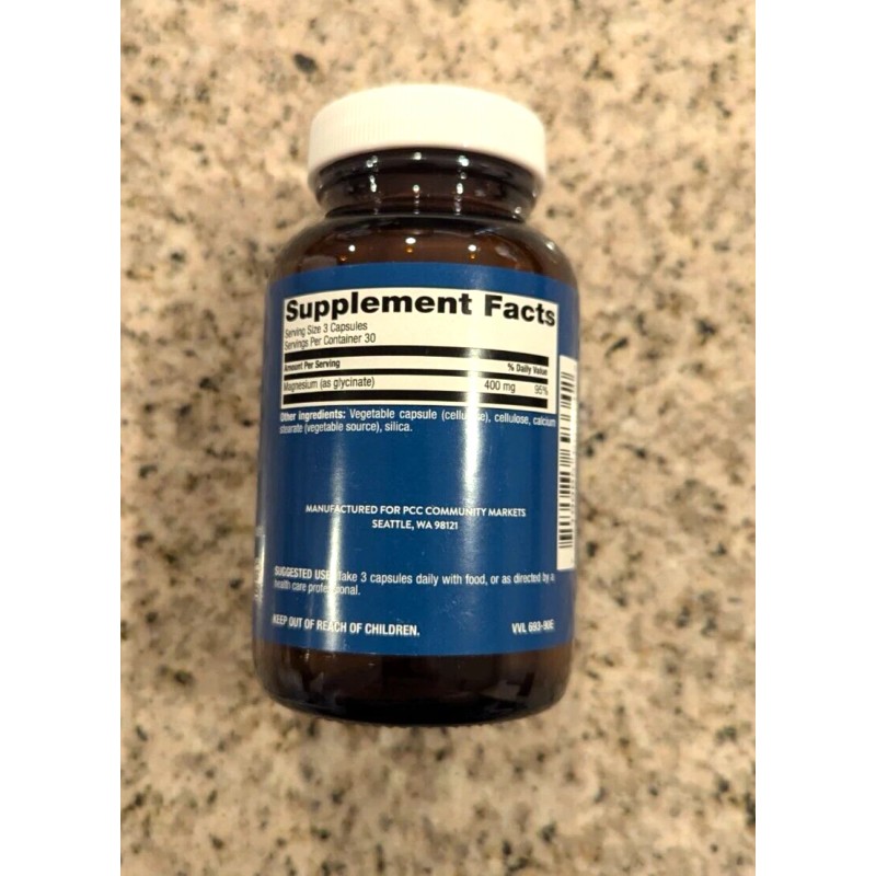 PCC Community Market Magnesium Glycinate 400 mg 90 Vegan Capsules