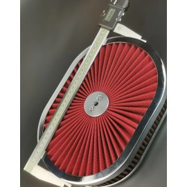 Rodspeedracing Chrome 12"x2 Oval Super flow Thru Air Cleaner Washable SBC BBC Chevy Ford HotRod