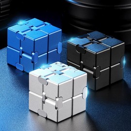 Aluminum Alloy Infinity Cube Fidget Toy - Relieve Stress and Anxiety - Compact and Durable - Great for Kids and Adults therapeutic toys figet  toys:_rainbow